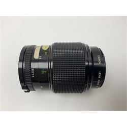 Four Minolta camera bodies, to include Dynax 500si, serial no. 94812651 with 'Signa Zoom 1;3.5-4.5 f=28-70mm' lens, Maxxum 300si, serial no. 97821665, with 'Tamron AF 80-210mm' lens and Dynax 300si, serial no 01603265'  with Minolta AF Power Zoom 35-80mm 1;4' lens, etc, together with Pantax MV1 camera bodies and other camera equipment 