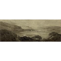 Rev. James Bourne (British 1773-1854): 'Neath Town' near Swansea Wales, pencil and monochrome wash unsigned 12cm x 33cm
Provenance: from the collection of Terence G Phillips, Danesbury House, Neath, Glamorgan