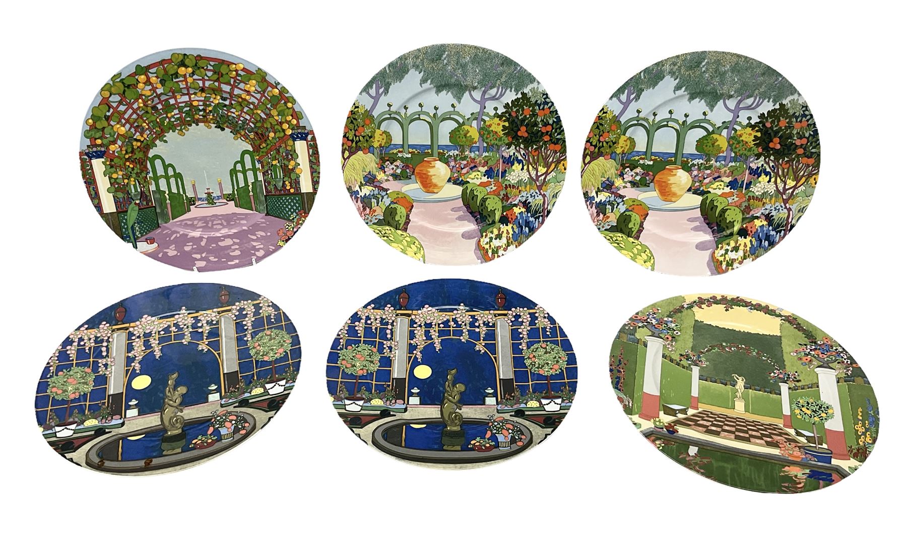 Set of six Villeroy & Boch chargers from the Jardins Francais