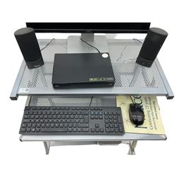 DELL i7 XPS 8900 series computer with monitor and various accessories including: LG BP250 Blu-ray player, SONY floppy disc drive etc. on stand