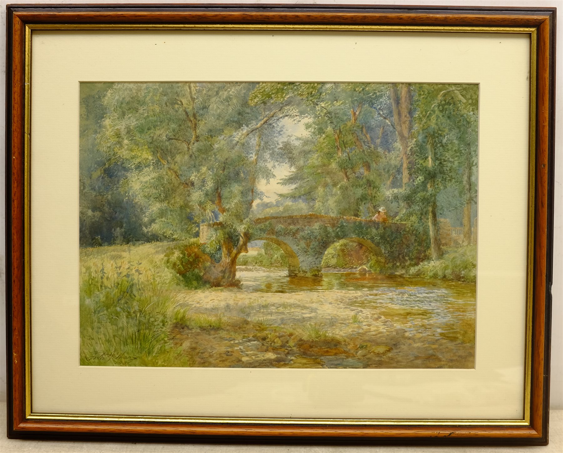  English School (Early 20th century): Packhorse Bridge Winsford Exmoor, watercolour indistinctly signed and dated 1907, 26cm x 36cm