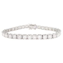 18ct white gold round brilliant cut diamond bracelet, total diamond weight approx 11.25 carat