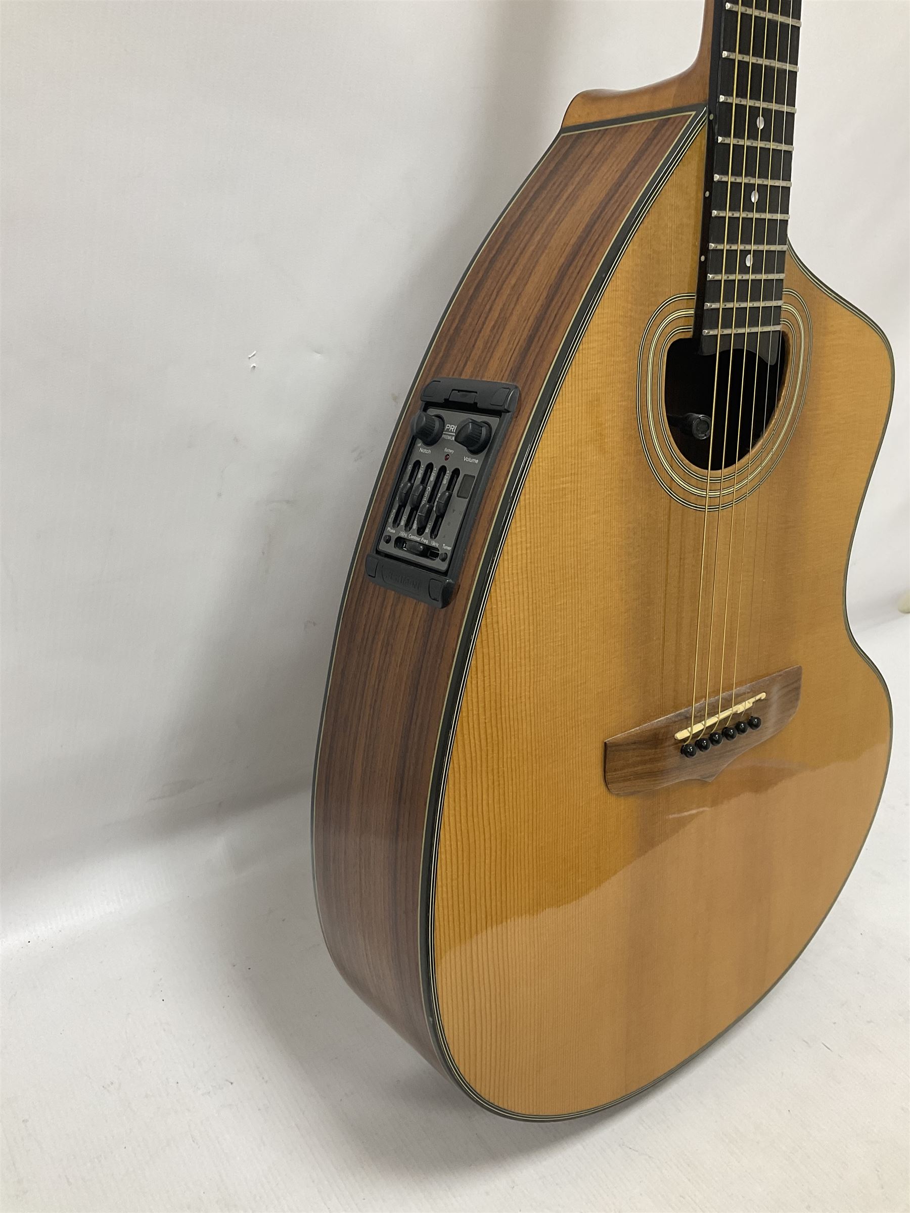 Brazilian Giannini Craviola six string acoustic guitar, with Fishman Premium Blend onboard pickup, in fitted hard case 