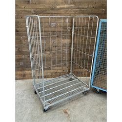 Three sided laundry roll container trolley (W119cm, D81cm, H184cm) and another trolley (W118cm, D78cm, H180cm)