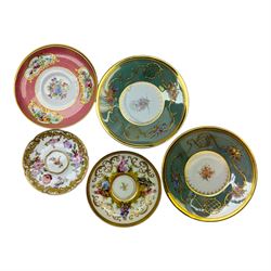 Twelve 20th century english and continental cups and saucers, including examples from Dresden, Shelley, Royal Worcester etc 