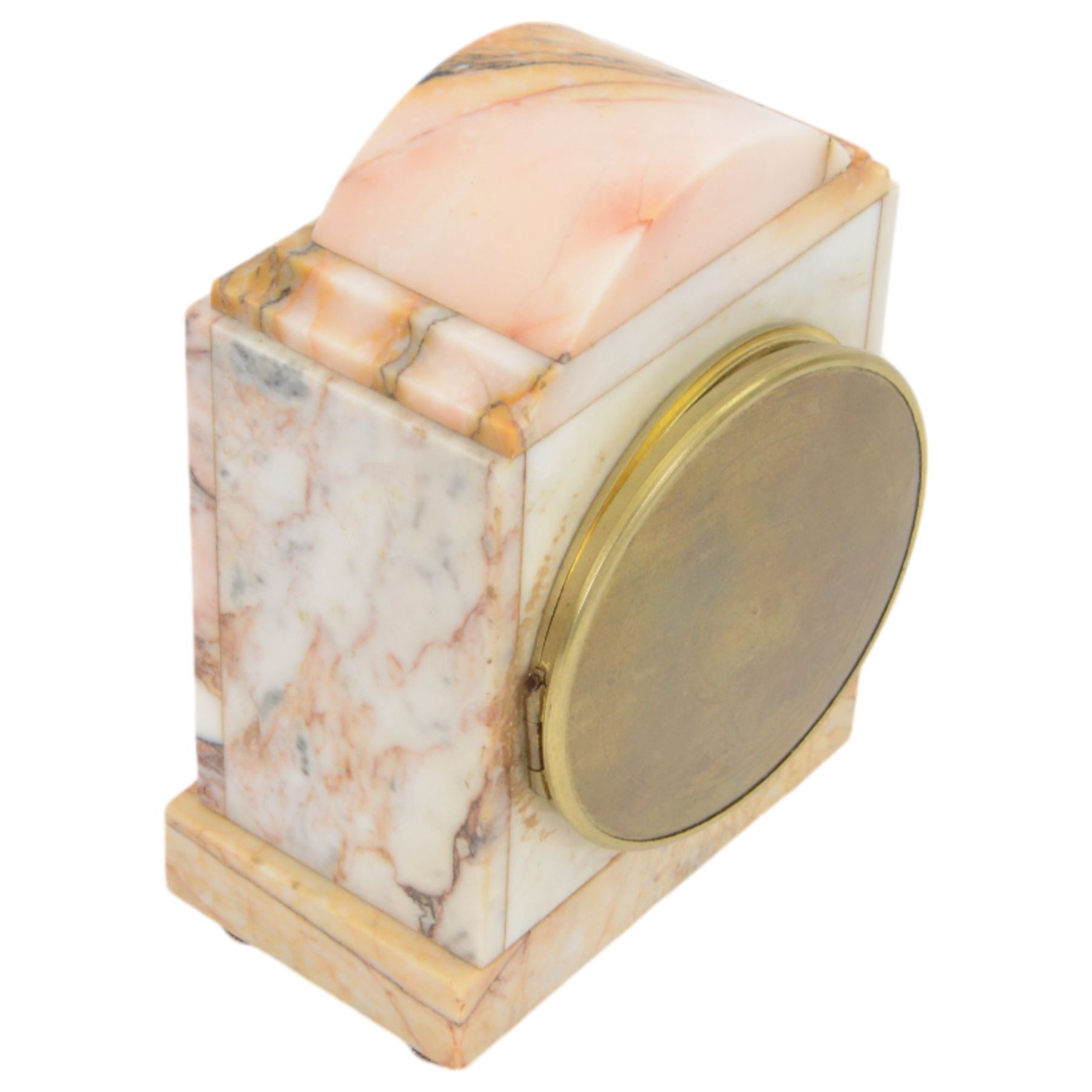 Onyx mantle clock, with floral gilt mounts to the front, H19cm