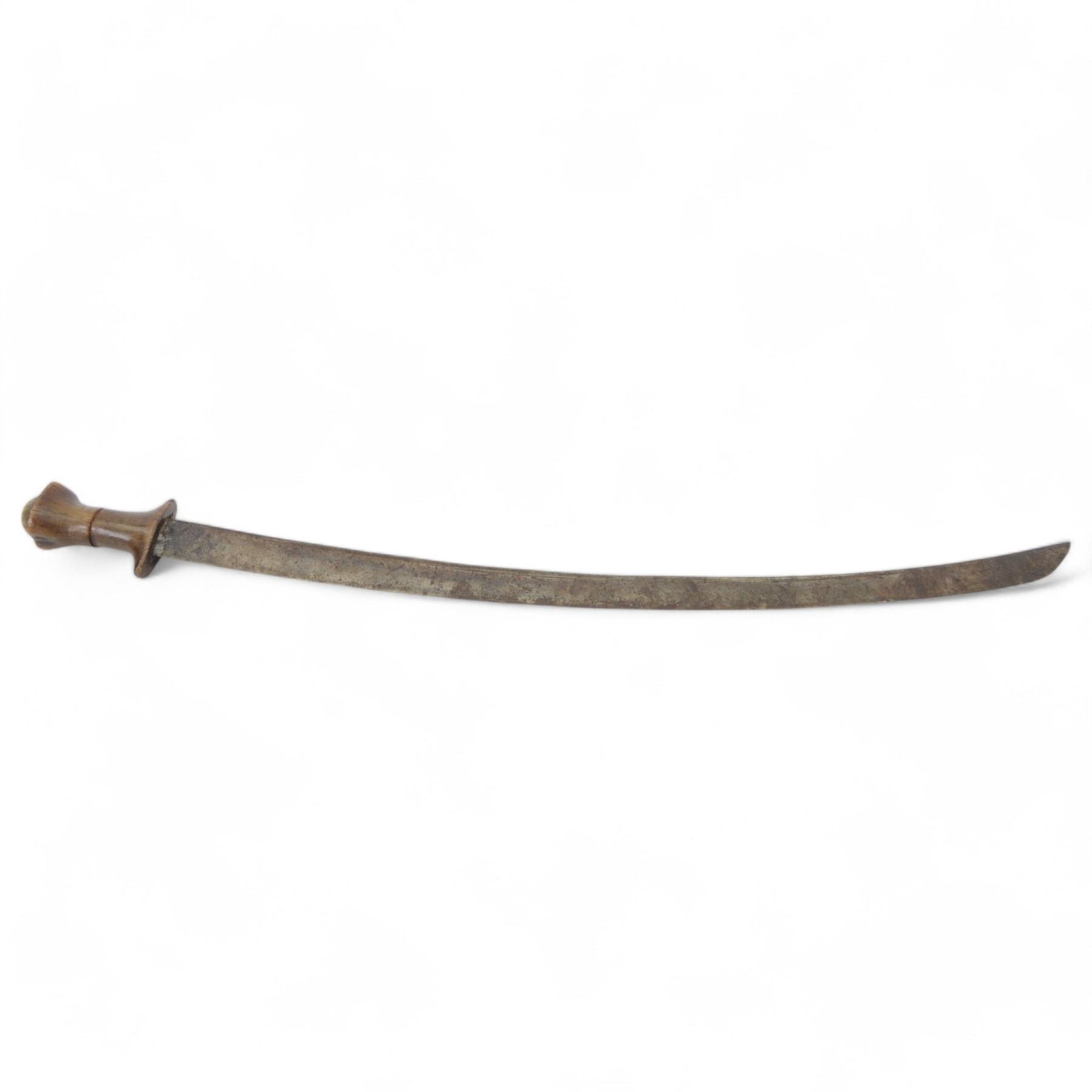 African Sudanese side-arm dagger with brass handle with cross detail, in leather scabbard, together with a collection of swords 
