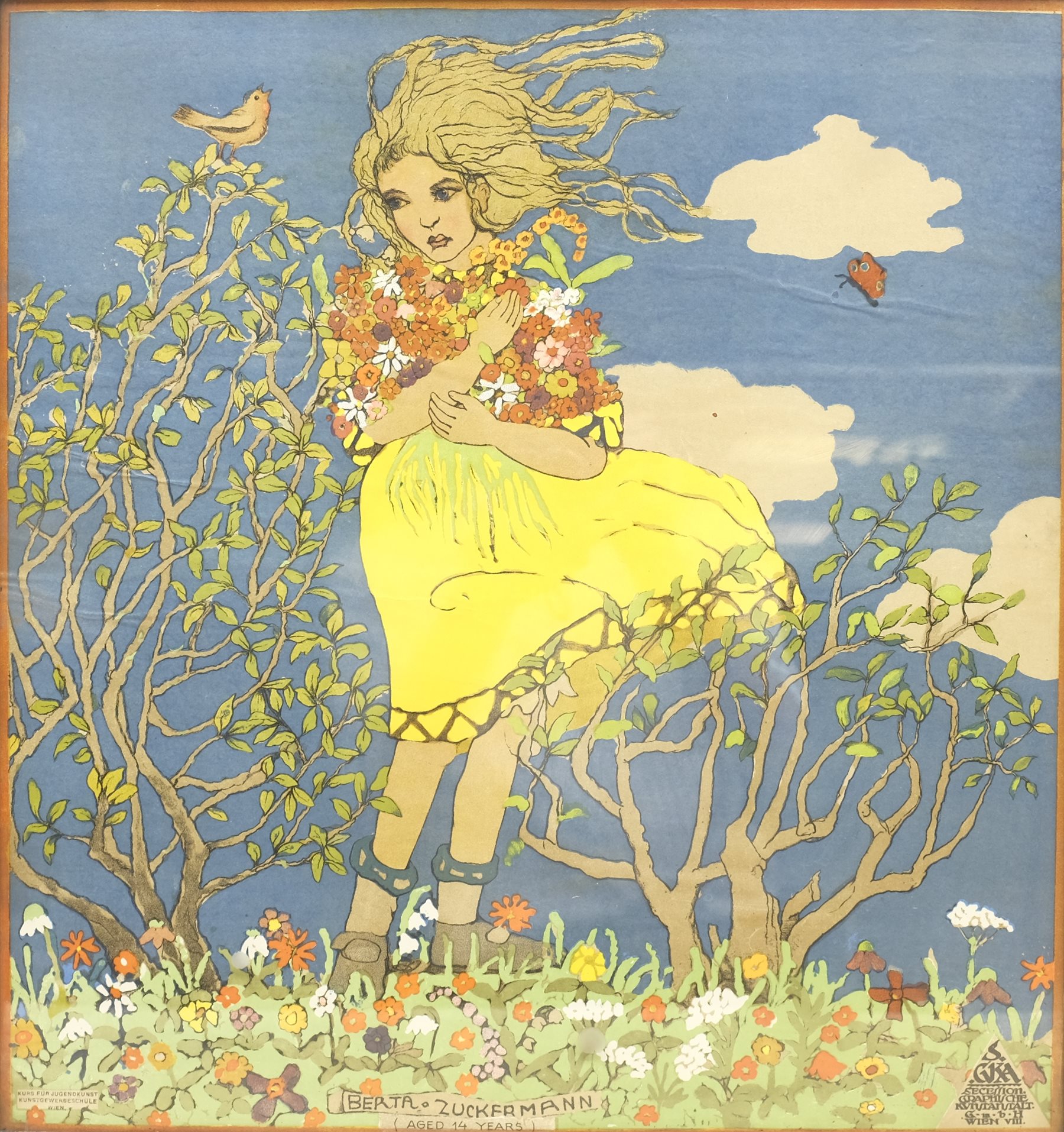 After Franz Cizek (Austrian 1865-1946): 'Herta Zuckermann (Aged 14 years) chromolithograph pub. Secession Graphische Kunstatstalt Wien, Vienna 49cm x 46cm