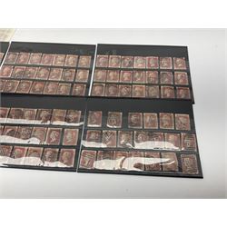 Mostly Great British Queen Victoria and later stamps, including imperf penny reds, 1841 two pence blues white lines added, imperf penny red on cover with 'More To Pay', half penny 'bantams', perf penny reds etc, in album, on pages and loose in packets