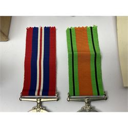 WWI pair of medals comprising British War Medal and Victory Medal awarded to 380807 Pte. W. Hayles Hamps. R.; Imperial Service Medal awarded to William Hayles; cased and boxed; WWII 1939-1945 War Medal and Defence Medal in issue box with slip; 1930s hallmarked silver football presentation fob etc