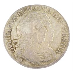 William and Mary 1692 halfcrown coin, previously heavily mounted as a brooch