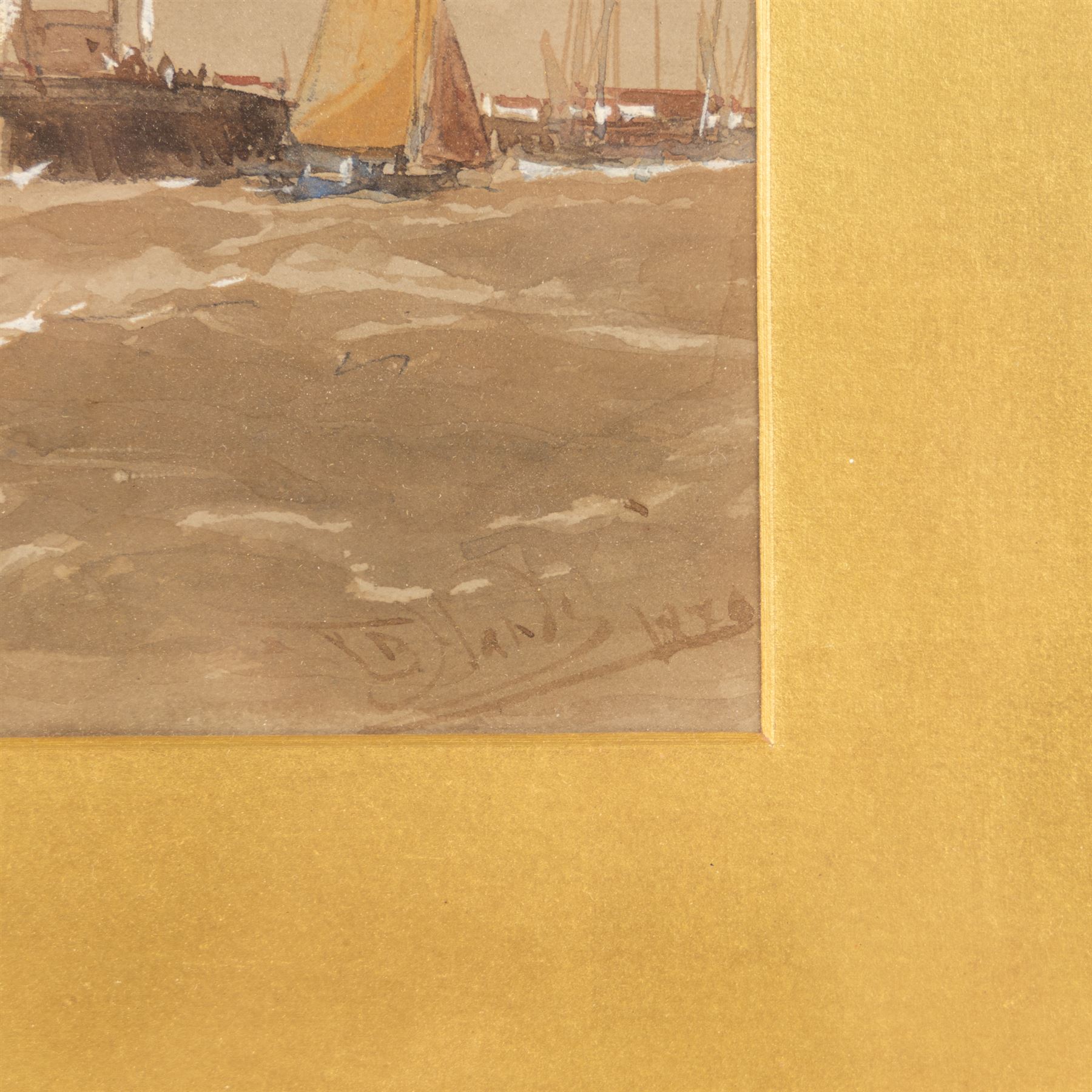 Thomas Bush Hardy (British 1842-1897): Sailboats on Choppy Seas - possibly Boulogne in France, watercolour signed and dated 1878, 15.5cm x 26cm 