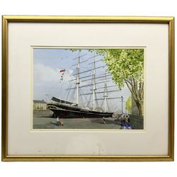 Chris Neaves (British 20th century): 'Cutty Sark', watercolour signed, exhibition label verso 30cm x 41cm