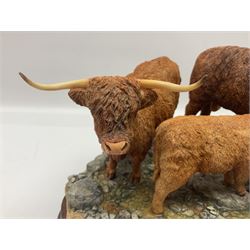 Border Fine Arts figure group, Highland Cattle, limited edition 288/500, with certificate, H24cm