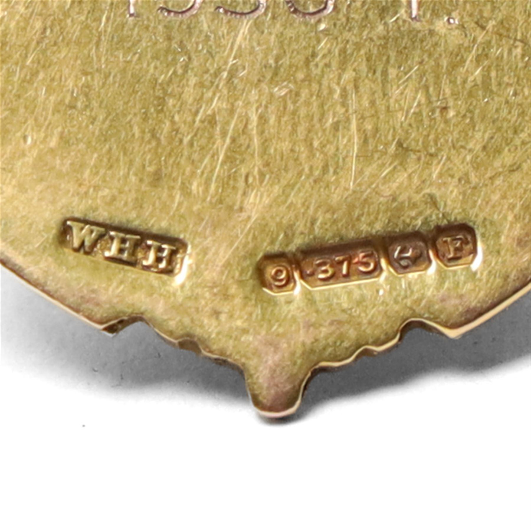 9ct gold enamel football fob, Birmingham 1930