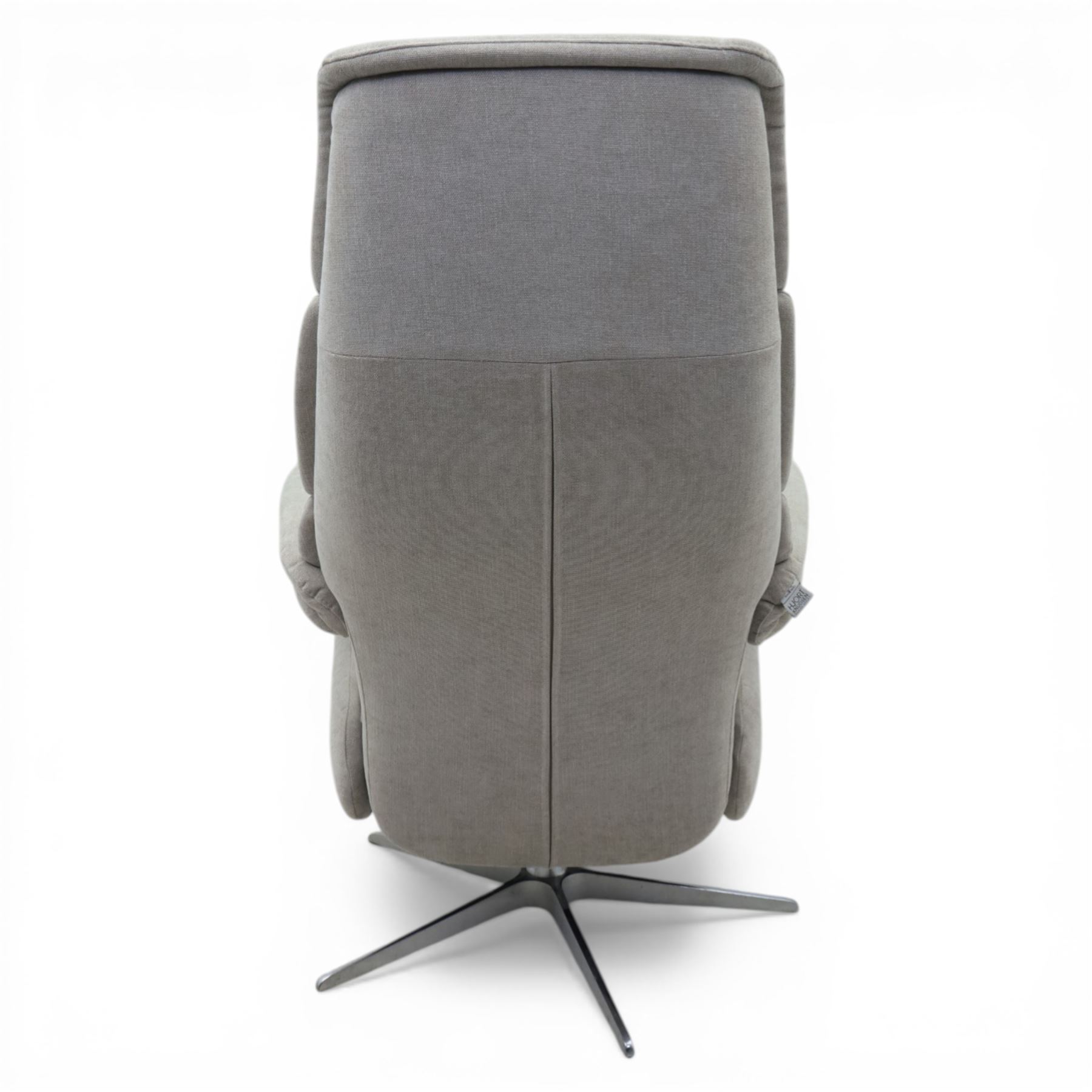 Hjort Knudsen - Danish recliner armchair in neutral upholstery, with manual recline, raised on a metal star base