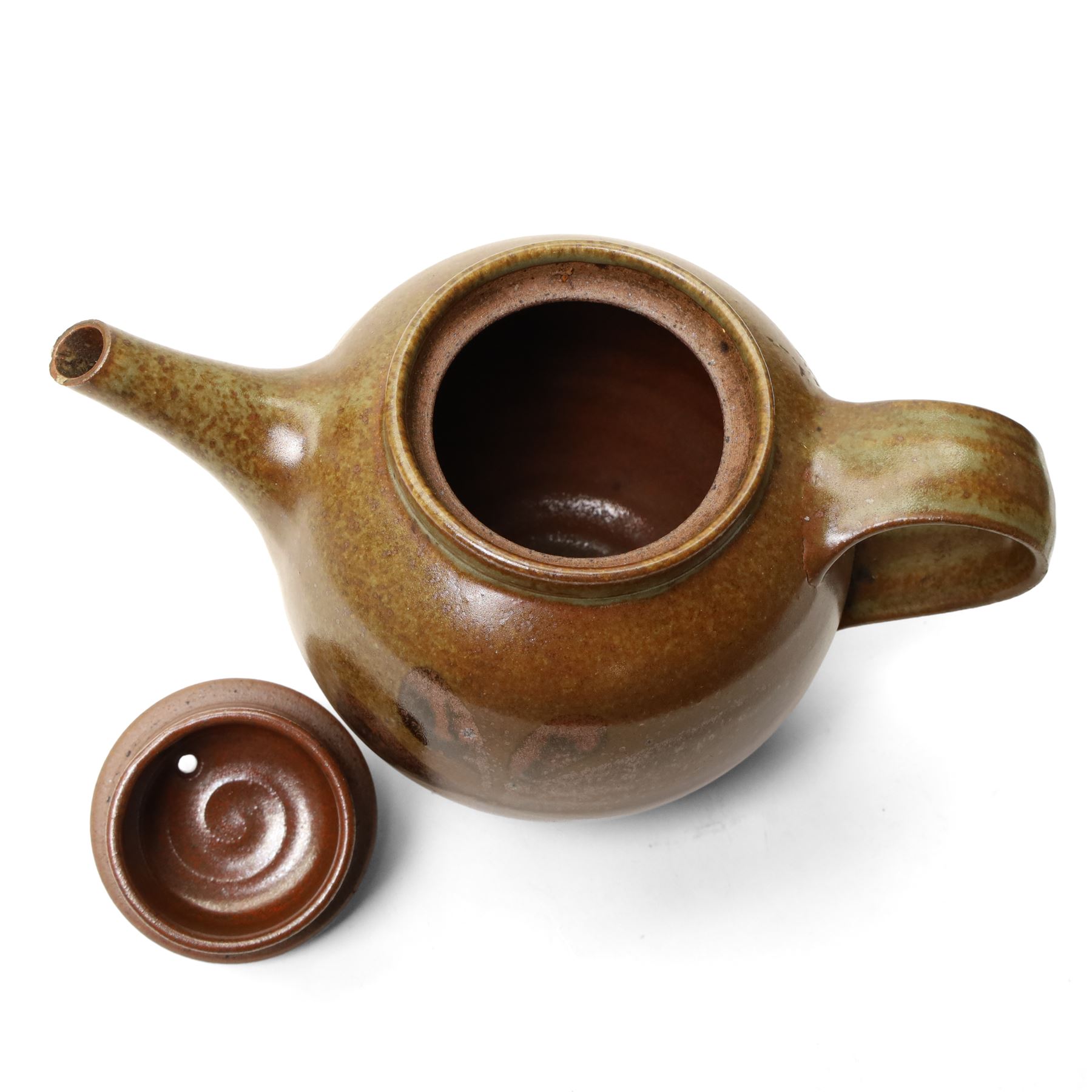 David Lloyd Jones (1928-1994): Three works, a large jug and two teapots, in typical brown glaze, each stamped, larger jug H39cm (3)