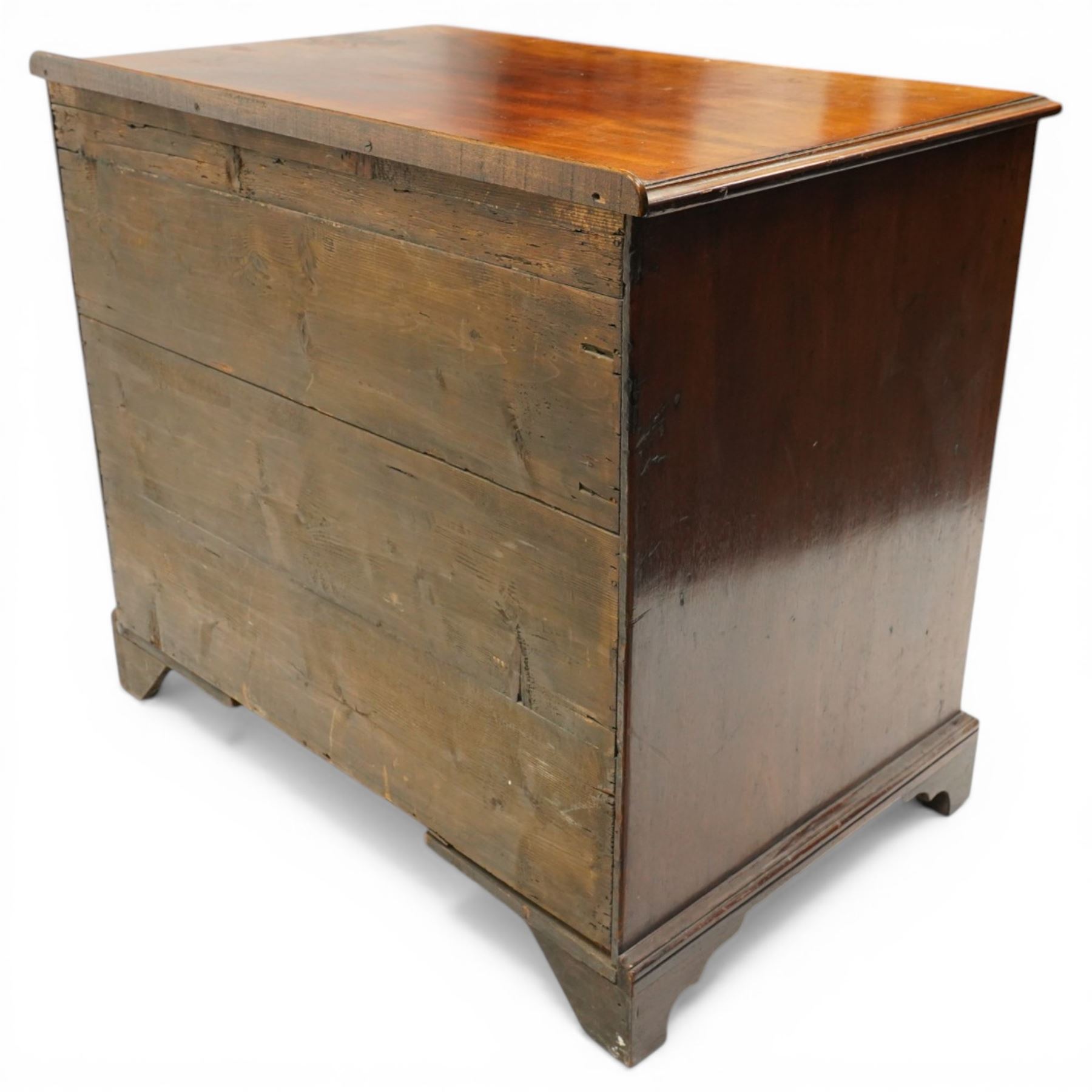 George III mahogany straight-front chest, rectangular top with moulded edge over four long graduating cock-beaded drawers, raised on bracket feet
