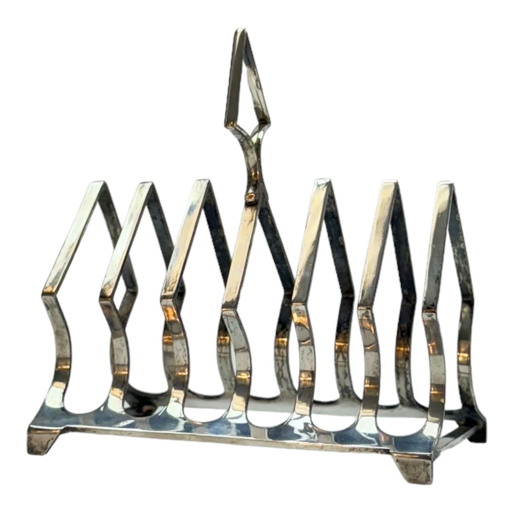 Modern silver plated Barker Ellis pitcher, with oblique gadrooned rim and acanthus capped C scroll handle, an egg coddler with part fluted body and urn finial and other silver plated items including toast rack, two serving dishes, etc, coddler H23.5cm