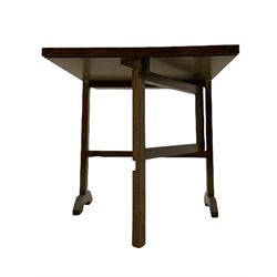 Contemporary stained beech metamorphic library steps seat (W41cm, D37cm, H90cm), oak framed metamorphic fire screen table with needle work panel (W53cm, D21cm, H76cm), and a child's high chair 