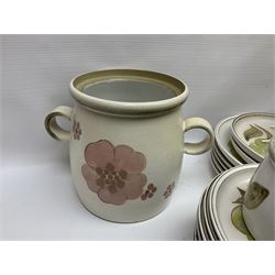 Denby Troubador pattern tea and dinner service, including eleven dinner plates, six side plates, teapot, jug, seven teacups and saucers etc (57) 