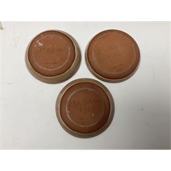 Collection of studio pottery, to include salt glaze vase with trailed decoration, impressed JH mark, possibly Joanna Still (nee Harrisson), set of six cups and vase by Diana Eden with impressed DE marks beneath, etc