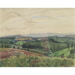 Frank Runacres (British 1904-1974): 'View over Hills', watercolour signed 27cm x 34cm