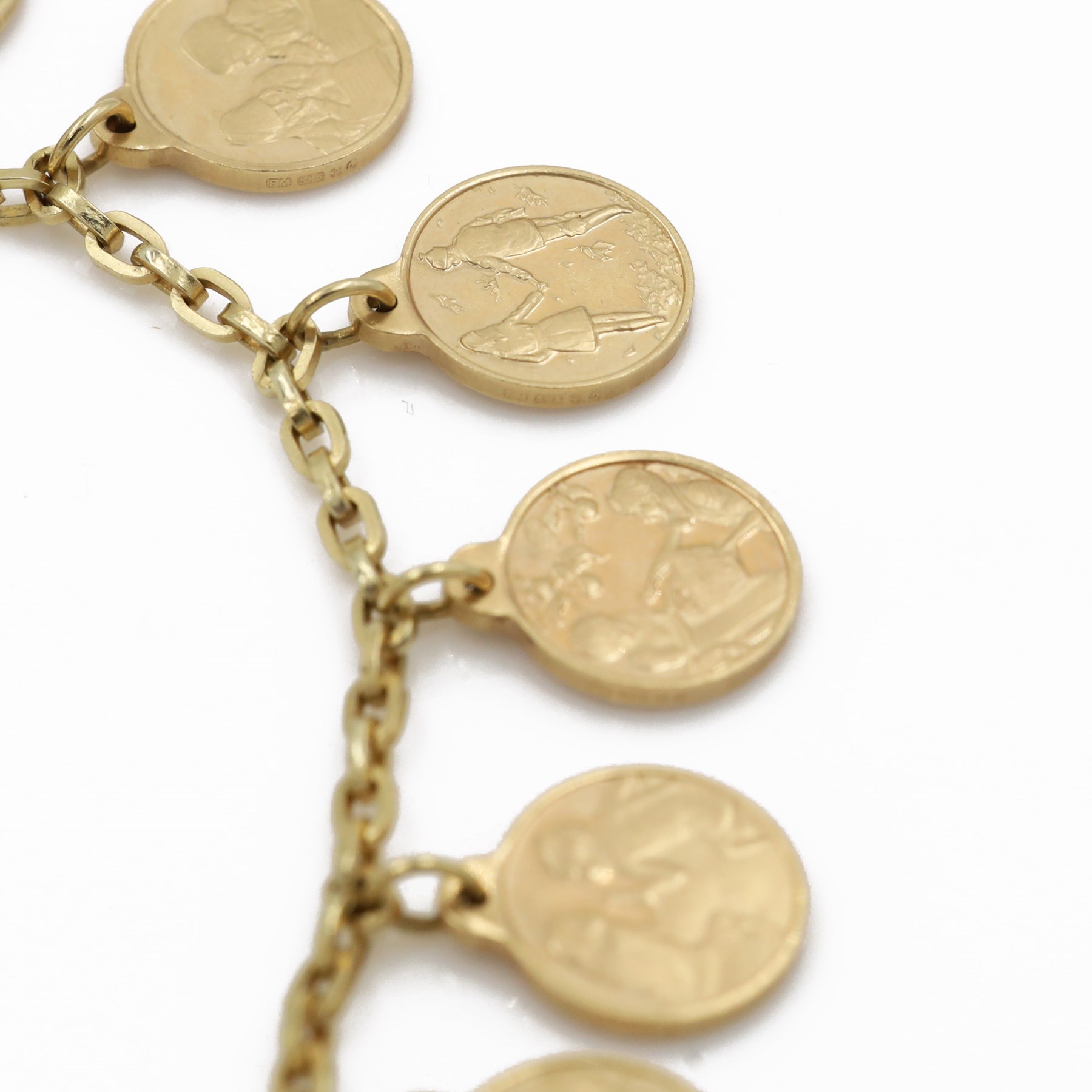 14ct gold 'The Twelve Months of Love' charm bracelet by Franklin Mint, hallmarked, with certificate