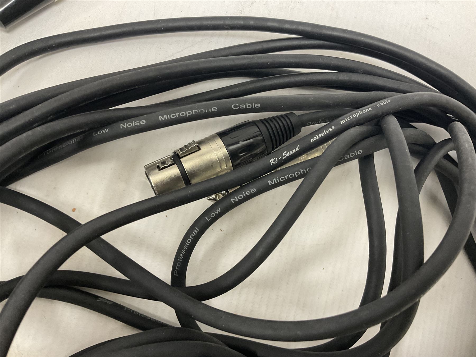 Vintage pair Akai ADM-8 Dynamic microphones; AKG D880 Dynamic microphone; cased; and Shure Betagreen BG1.0 vocal microphone; boxed; all with cables (4)