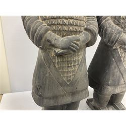 Pair of terracotta warriors, modelled as generals, H38cm