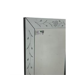 Laura Ashley - rectangular bevelled frameless mirror, decorated with trailing foliage and flower heads