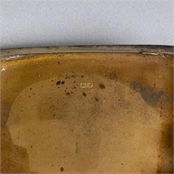 Two early 20th century silver cigarette cases, comprising a rectangular example with foliate decoration and vacant shield cartouche and a 1920s example with engine turned decoration and engraved initials, both hallmarked