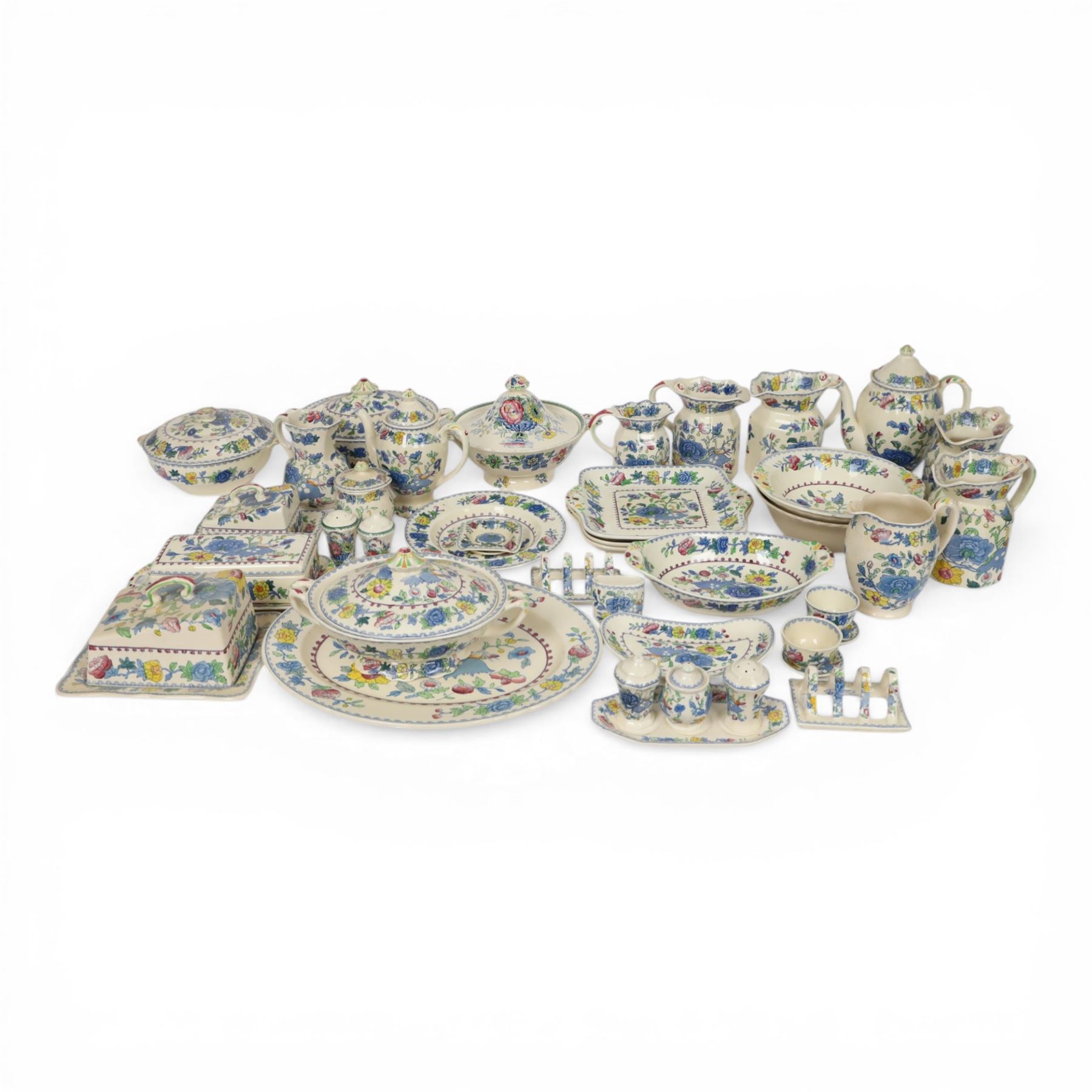 Masons Regency tea and dinner service, including coffee pot, jugs, covered dishes, serving platters, etc 