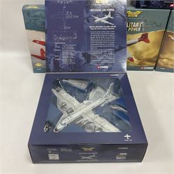 Corgi - Aviation Archive, five ‘Military Air Power’ 1:144 scale models comprising first issue 47509 Lockheed C-121A Constellation Mats; limited edition 48604 Bristol Britannia 253/CMK1 XM-496 Royal Air Force Transport Command limited edition no.1863/2700; two limited edition Thunder in the Skies models AA30005 Douglas C-47 Dakota no.1093/1900, and AA30507 Vickers V.838 Viscount no.1366/1500; limited edition AA30006 Modern Era Douglas C-47A Dakota - USAF 20th Tactical Fighter Wing no.639/1400; all boxed 