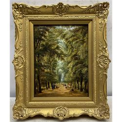Joseph Taylor of Oxford (British fl.1847-1867): 'The Broad Walk' - Christ Church Meadow, oil on panel titled, signed and further titled with artist's address '1 Oriel Street' verso 30cm x 22cm