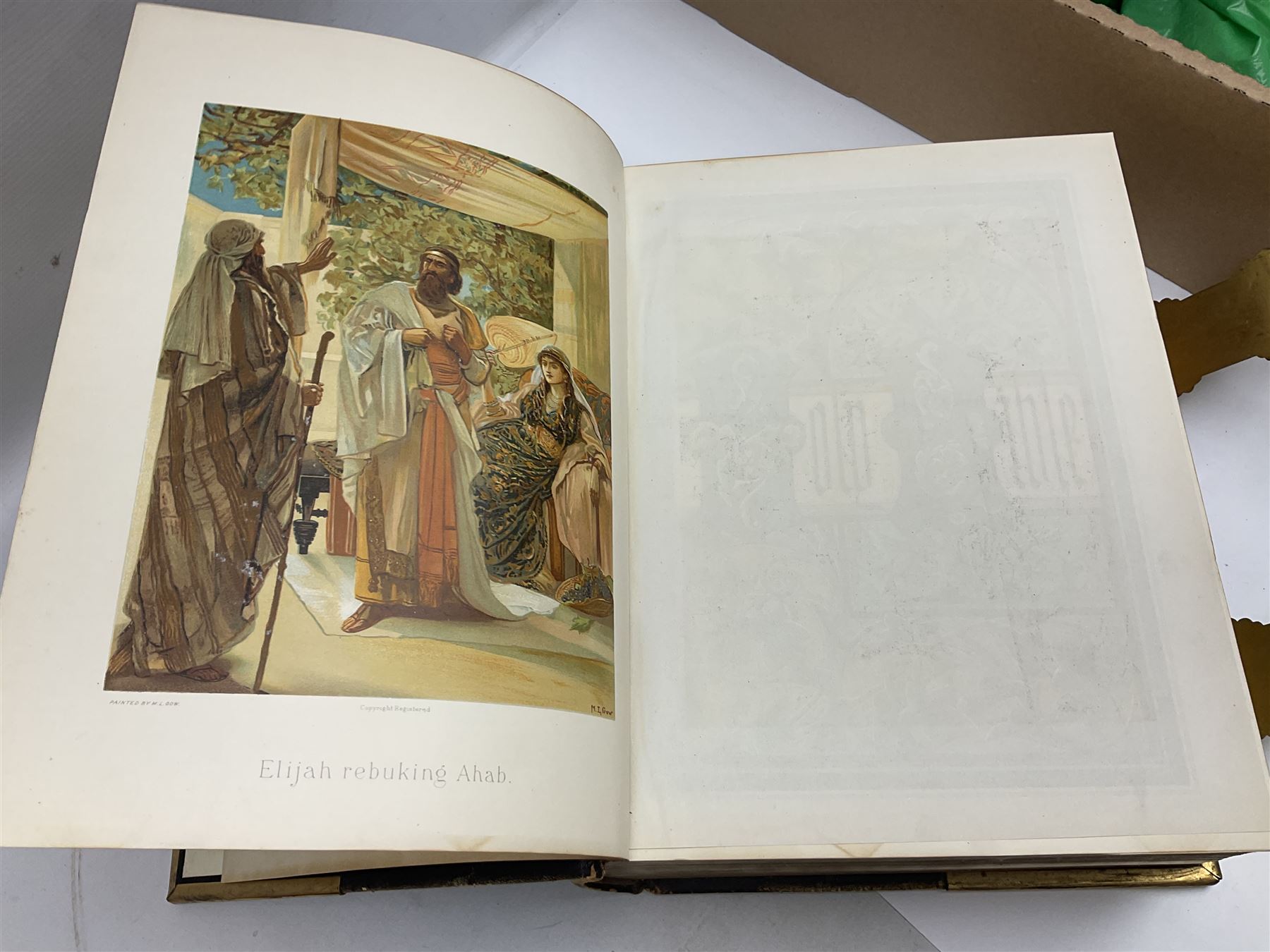 The National Comprehensive Family Bible, coloured and black and white plates, together with Jessop Atlantic tripod, brass candlestick and other collectables, in three boxes 