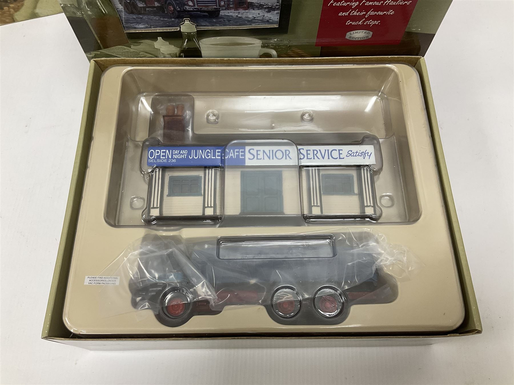 Corgi - six Cafe Connection boxed sets to include CC10501 ERF K. Platform Lorry - Richard Read (Transport) Ltd. Coronation Cafe; CC10801 Foden S21 Tipper with Gravel Load - Moreton C Cullimore & Son Ltd. The Towers; CC11603 Albion Reiver Sheeted Platform Lorry - W.H. Malcolm Ltd. Jungle Cafe; with three further examples, all boxed (6)