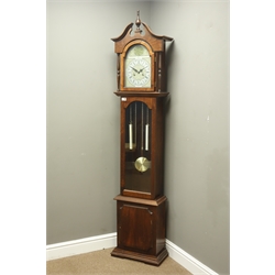 Lincoln mahogany finish longcase clock, 31-day movement striking the hours and half on rods, H193cm  