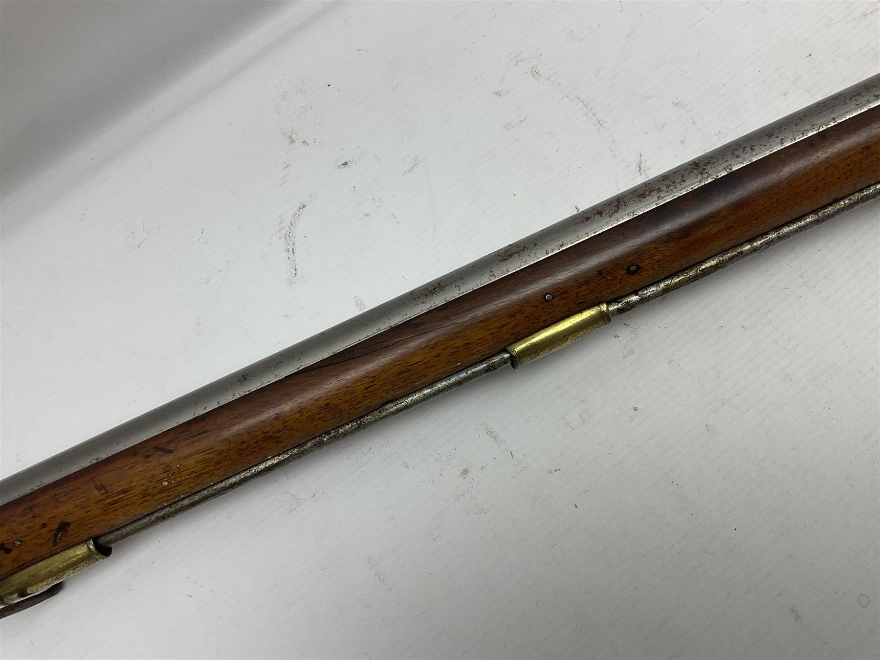 Brown Bess style 10-bore flintlock musket, the action marked with Crowned GR, 'Jordan' and dated 1758, the 104cm(41