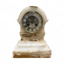 John Bennett of Cheapside, London- Late 19th century 8-day mantle clock in a variegated on...