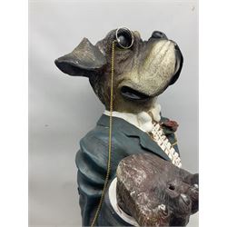 Bull Dog butler dumb waiter statue, H80cm