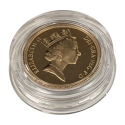 Queen Elizabeth II 1995 gold proof full sovereign coin, cased with certificate