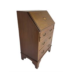 Edwardian mahogany bureau fitted with three drawers (61cm x 40cm x 97cm)