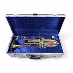 Amati Kraslice B flat trumpet-model ATR201 in velvet lined hard case, with mouthpiece. 