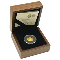 Queen Elizabeth II Alderney 2009 '50th Anniversary of the Mini' gold proof one pound coin, cased with certificate