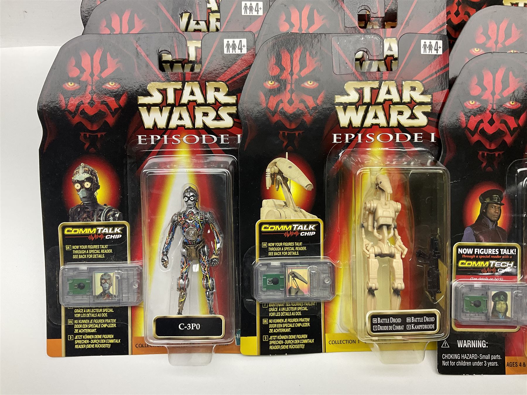 Star Wars - twenty-four Star Wars Episode One figures in card backed packaging; Collections 1, 2 and 3 with Electronic Commtalk reader for each figure's commtalk chip.