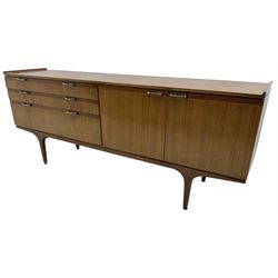 Meredew - mid-20th century teak sideboard, fitted with three drawers and two cupboards
