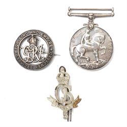 WWI British medal group, comprising War medal and Victory medal, awarded to 19187 Pte C.F.Markham. Linc. R together with war badge, another WWI war medal awarded to M2-099590 Pte W. Jolly A.S.C, and two Empire day medals  