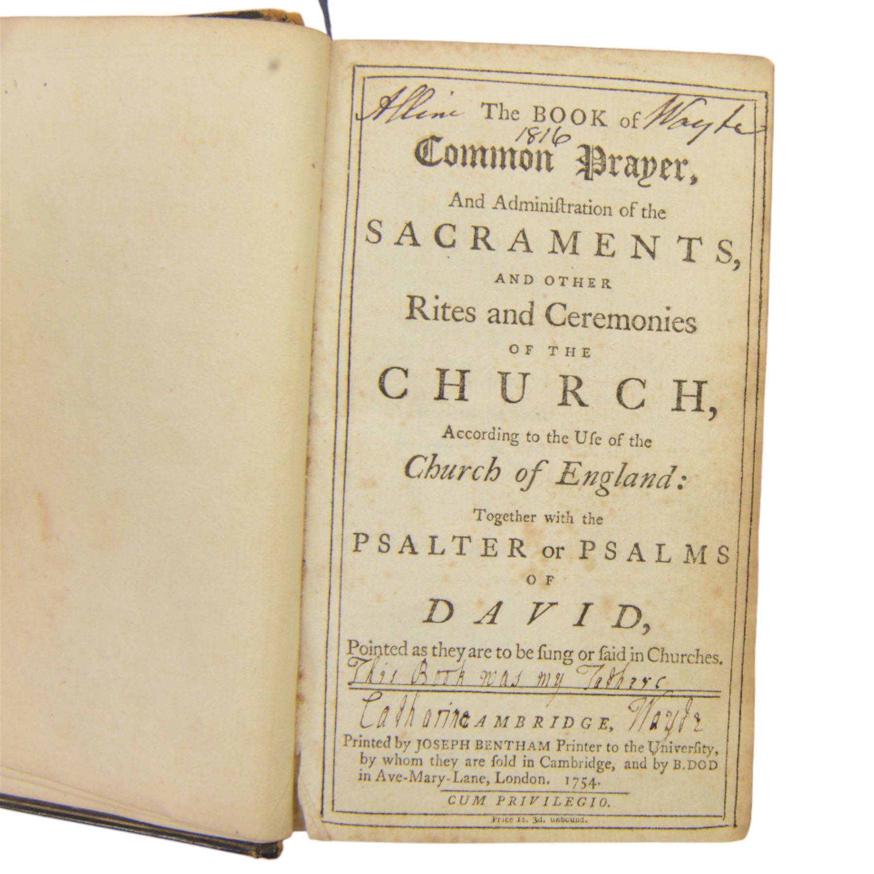 1756 German prayer book hymns for children, The Book of Common Prayer and The Ladies Calling in two parts