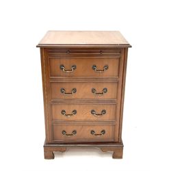 Georgian style mahogany music cabinet, faux drawer single cupboard door enclosing fitted interior, bracket supports 